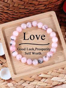Boho-Stil rosa Opal Armband für Glück, Selbstvertrauen, emotionale Heilung, Edelstein-Armband, Kristall-Schmuck-Geschenk für Frauen zu Geburtstagen & Jahrestagen - Babypink - Übersicht 7