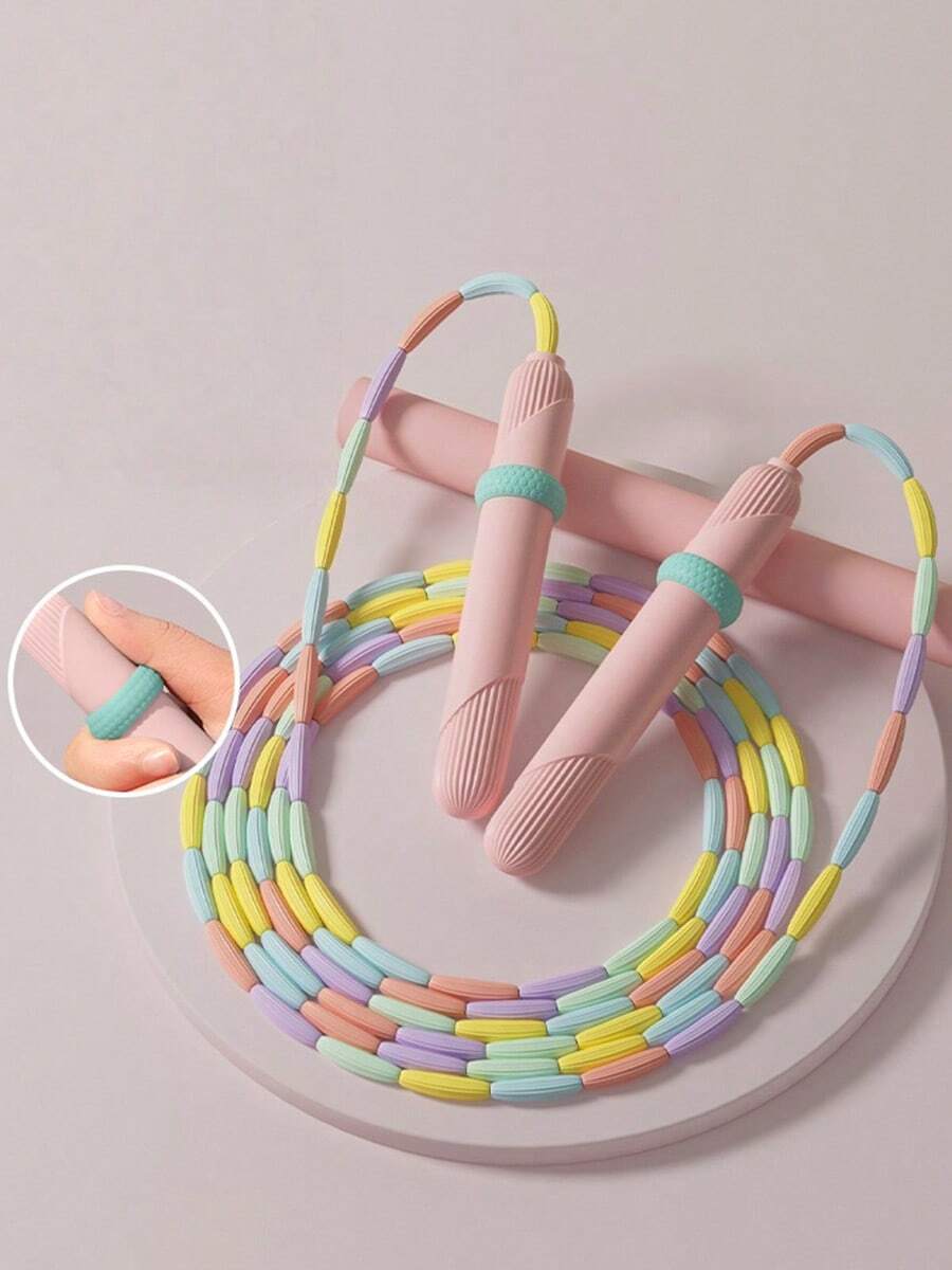 Adjustable Segmented Fitness Jump Rope With Soft Beads, Suitable For Children Boys And Girls Fitness Training And Weight Loss - Multicolor - View 1