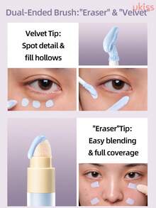 ukiss 3.4g Dual-End Concealer With Sponge Blending Head And Detail Brush, Conceal, Brighten, Contour, Color Correct, Precise Coverage, Long-Lasting, Moisturizing, Highlight, Natural Glow, Zero Powder Feel - #02 Misty Purple - View 6