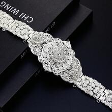 1 chiếc thắt lưng vàng kiểu Ma-rốc, dây đeo eo bằng kim loại đính pha lê dành cho nữ, kiểu Caucasian, có thể điều chỉnh độ dài, trang sức cưới cô dâu. - vành đai kim loại - Xem 3