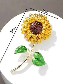 1 Stück Retro Zinklegierung Sonnenblumen Brosche, zeigt Individualität und Eleganz, geeignet für Studentenoutfit im Alltag, vielseitiges Accessoire für Frühlingsausflüge - Gelb - Übersicht 4