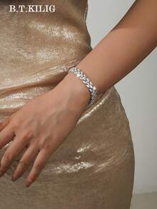 Bộ trang sức hình lúa mì sang trọng đính đá Cubic Zirconia lấp lánh (1 món/3 món) bao gồm dây chuyền, bông tai và vòng tay, thích hợp cho phụ nữ dự tiệc cưới, lễ hội, sinh nhật. - 0259426135 - Xem 5