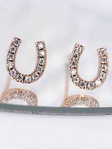 1 Pair Luxury U-Shaped Horseshoe Earrings, Unique Design Earrings, High-End Gift - W10089 - View 11