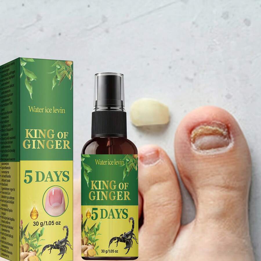 Esmalte de uñas para el cuidado de los pies multifuncional, sin alcohol, que contiene jengibre y veneno de abeja, adecuado para uñas gruesas y quebradizas, aplicable para pies y uñas, fácil de usar - 1PC - Ver 1