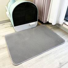 1 pieza Alfombra grande de 75x55cm para caja de arena de gato de doble capa de EVA, lavable, antirrastro y antisalpicaduras, accesorios para gatos - Multicolor - Ver 9