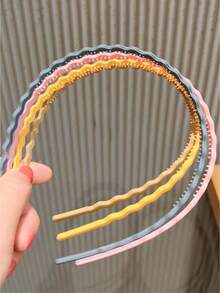 11pcs/Set Candy Color Wavy Headbands, Korean Style Non-Slip Thin Versatile Hair Accessories For Teens - Multicolor - View 4