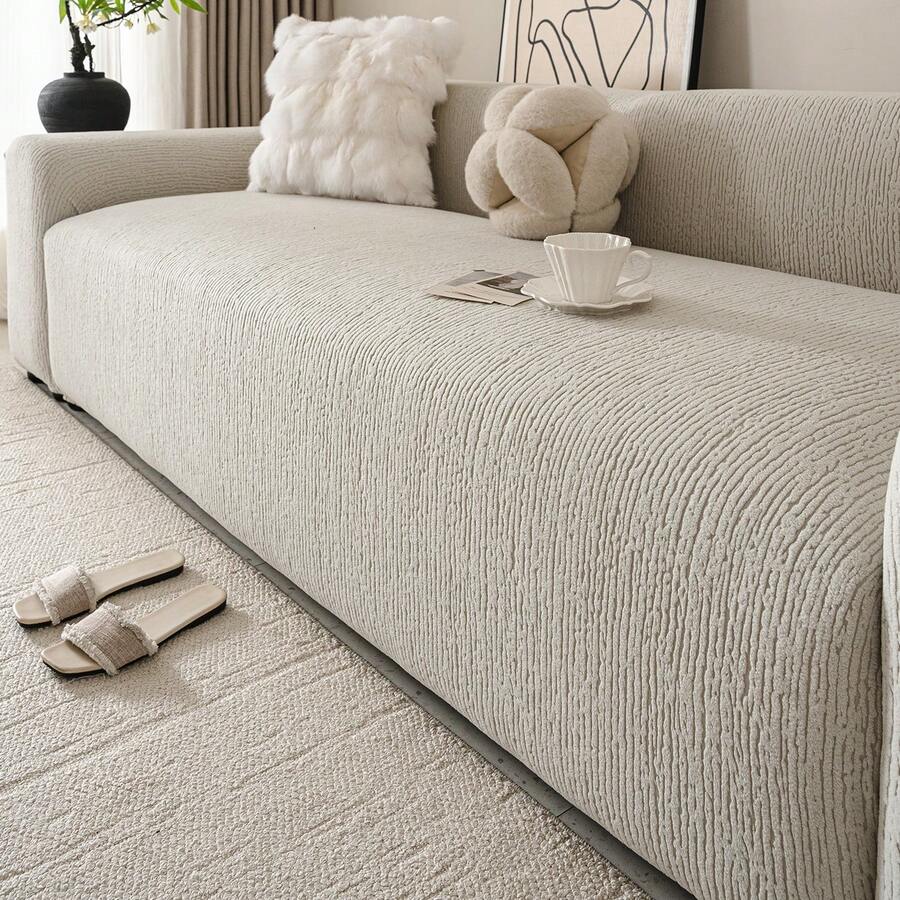 1pc Solid Color Sofa Cover, Non-Slip & Durable, Pet-Friendly, Fade-Resistant, Versatile, Scratch-Proof, High Elasticity, Multiple Colors, Fashionable & Comfortable, Machine Washable, Reusable, Suitable For All Seasons