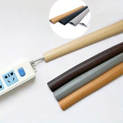 1pc/1m/39.37in Self-Adhesive Floor Cable Raceway, PVC Cable Management Duct, Electrical Wire Protector, Anti-Tripping For Office, Home, Outdoor Use