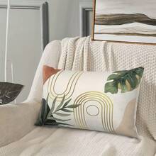 2pcs Bohemian Style Leaf Pattern Pillow Covers, Medieval Farmhouse Decor, Modern Tropical Summer Outdoor Decoration, Linen Sofa Covers, Single-Sided Design, Pillow Insert Not Included - Green - View 7