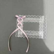 Porta-cartões elegante de renda (1 unidade), ideal para fotos de 7,6 cm, cartões de celebridades, retratos, mini cartões, cartões Gachapon, carteirinhas de estudante, decoração com laço artesanal, itens colecionáveis de personagens de anime/desenho animado, produtos para fãs de ídolos, capas para fotos, porta-cartões Lolita transparente. - A - Ver 9