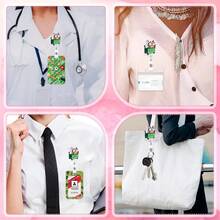 1 Set (Badge Clip + Card Holder) Minimalist Versatile Goose ID Badge Clip, Retractable Badge Reel, Matching Green Name Card/Work ID Holder, Teacher ID Card Sleeve, Swivel Alligator Clip Back, Small Card Holder Suitable For Medical Staff, Teachers, Interns, Office Workers, Travelers, Holiday Gift - Fashionable - View 10