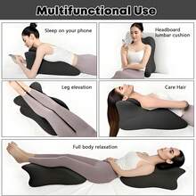 Ergonomic Memory Foam 27° Support Cushion, Ergonomic Memory Foam Wedge Pillow For Back And Neck Support, Bed Rest Reading Pillow For Sitting, Prone Pillow For Sleeping,Memory Foam Support Pillow, Ergonomic Contoured Lounger Cushion For Back - Black - View 5