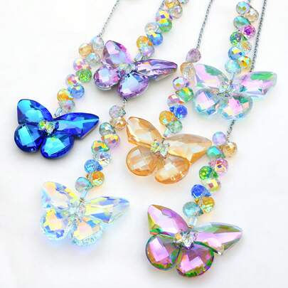 6pcs Crystal Butterfly Suncatchers Hanging Ornaments, Rainbow Maker Sun Catchers Indoor Window Outdoor Patio Garden Decor Gifts