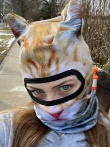 1pc/2pcs Unisex 3D Animal Pattern Face Shield Balaclava Outdoor Funny Water Sports Hat UV Protection Animal Head Cover (Cat, Dog), Suitable For Daily Use, Travel, Hiking, Skiing - Multicolor - View 9