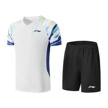 Li-Ning Badminton Suit For Men And Women, Quick-Dry Breathable T-Shirt And Shorts Suitable For Match And Training AATW015 - White/Black - View 1