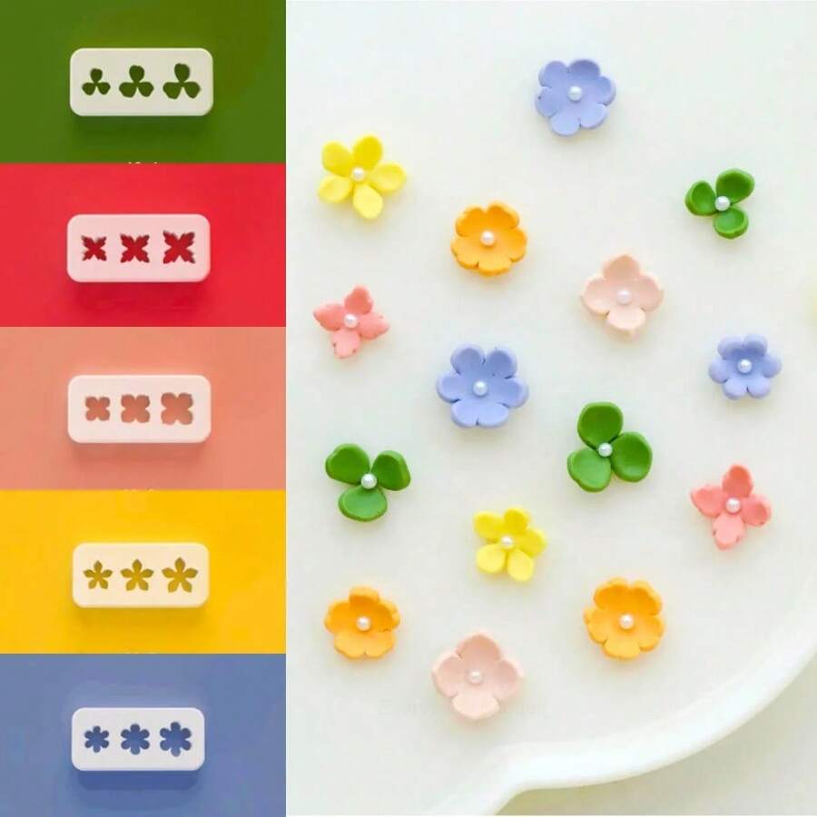 Khuôn kết hợp cánh hoa mini cho đất sét polymer, dụng cụ cắt đất sét hình hoa lá tinh xảo mới, dụng cụ làm khuyên tai, mặt dây chuyền và trang sức DIY. - trắng - Xem 1