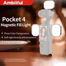 Đèn LED gắn camera từ tính 4 ngăn Ambitful, phù hợp với bộ chuyển đổi mở rộng Osmo Pocket 4, đèn chiếu sáng bằng nhựa. - màu đen - Xem 1