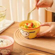 Snoopy Collaboration Rice Bowl Set, Tableware, Porridge Bowl, Cartoon Face Bowl, Breakfast Bowl, Ceramic Bowl, Household, Minimalist Design, Instant Noodle - Multicolor - View 6