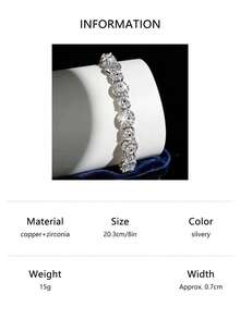 1 pieza Pulsera de estilo tenis elegante, versátil y clásica con circonita cúbica brillante, disponible en tamaños de 6–9 pulgadas – Perfecta como regalo. - Plateado - Ver 19