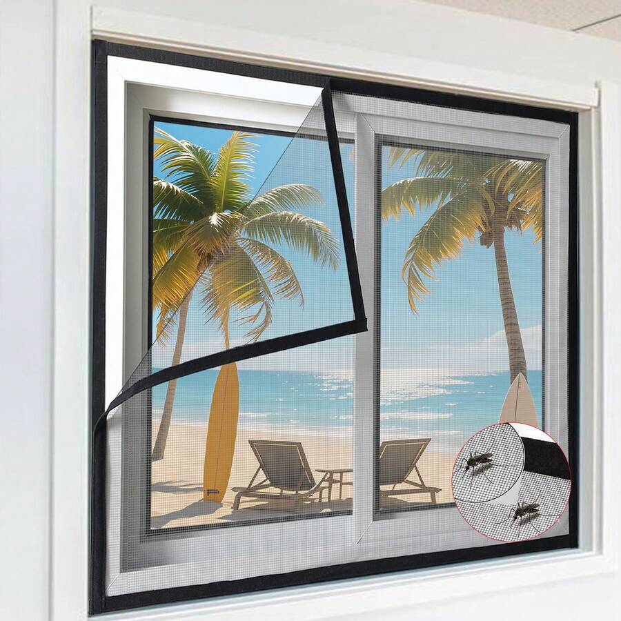 1pc Black Mosquito Window Screen, Self-Adhesive Invisible Insect Mesh, Easy Installation Without Drilling, Effectively Blocks Mosquitoes While Allowing Ventilation, Summer