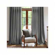 Plain Velvet Curtain With 8 Buttons (1 Piece), Soft And High Quality Fabric, Enhances The Style Of Your Home, Perfect To Complement Any Modern Decor Style. - 灰色的 - 查看 6