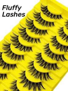 10 Pairs Manga Spiky Lashes Natural Soft Clear Band Comic Styles Eyelashes Anime Look Eyelash Wispy Strip Manga Look False Eyelashes Perfect For Daily Use Reusable - Natural Lashes 6 - View 3