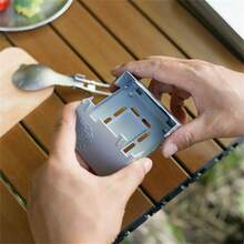 Portable Folding Camping Stove Galvanized Steel Windproof Solid Fuel Burner For Outdoor Picnic Travel Cooking - Multicolor - View 7