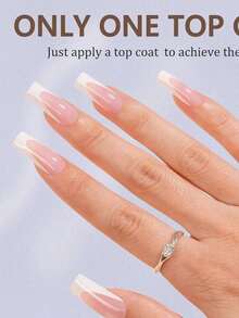 150pcs French Deep V Nail Stickers, French Manicure Adhesive Rectangular Pink 3-In-1 Nail Strips, Long-Lasting Fake Nails, Suitable For DIY Manicure, 15 Sizes Nail Supplies - 彩色 - 查看 12
