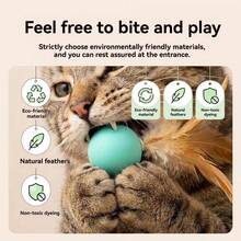 1pc Cat Teaser Wand With Feather & Elastic Ball, Fun Chewing Toy, Cats' Favorite Self-Entertainment & Relaxation Toy - Multicolor - View 7