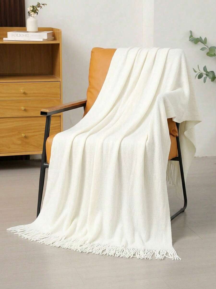 1 chiếc chăn dệt kim, thích hợp dùng cho giường, văn phòng, ghế sofa, xe hơi, ngủ trưa, chăn đắp. - Cà phê sữa lớn - Xem 1