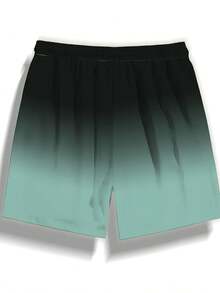 Summer Quick Drying Beach Shorts With Pocket Drawstring Elastic Waist Design, Loose And Breathable Quick Drying Five Quarter Pants, Hawaiian Style Bea - 海藍 - 查看 4