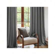 Plain Velvet Curtain With 8 Buttons (1 Piece), Soft And High Quality Fabric, Enhances The Style Of Your Home, Perfect To Complement Any Modern Decor Style. - 灰色的 - 查看 7