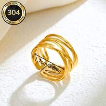 1 chiếc nhẫn đan chéo nhiều lớp tối giản, nhẫn đeo ngón tay mạ vàng thời trang dành cho nữ. - Vàng - Xem 5