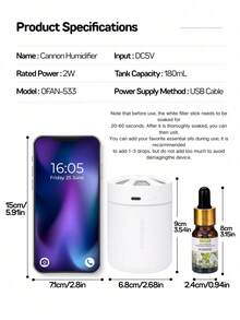 180mL Mini Air Aromatherapy Humidifier, 10ml Essential Oil, Car Large Mist, Quiet Multi-Color Light Humidifier, Compact Air Conditioner Room Humidifier, Refillable Water Tank, Battery Not Included, USB Powered, Christmas Gift/Valentine's Day/Birthday Gift - 多色 - 查看 7