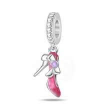 1 Pc Cute Pink Series Beaded Necklace,Love, Flower, Bow Tie, Crown, Cake, Camera, Cat Paw, Teddy Bear, Tiger, Dolphin, Rabbit Bead Charm Pendant ,Suitable For Women Bracelet/Necklace DIY Jewelry Making And Daily Decoration, Girls Accessory - Pink - View 26