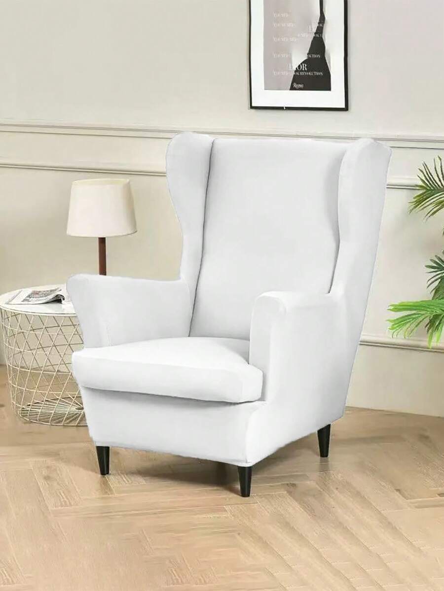1 chiếc bọc ghế đẩu hình hổ bằng vải lụa sữa dày dặn, co giãn, chống thấm nước và chống bụi, chống trầy xước, dùng cho ghế đơn, kiểu Mỹ, lưng cao, hình hổ. - trắng - Xem 1