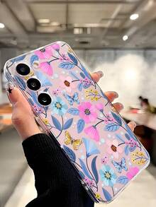 1件裝美觀彩色花朵蝴蝶好運軟手機殼保護套，適用於 iPhone 17/17 Air/17 Pro/17 Pro Max、Honor、Galaxy A04e/12/A13/A14/A34/A50/A52/A53/A54/S21/S22/S23/S24/S25/S25 Ultra、6A/7A/8A/12T/13T - 無色 - 查看 7