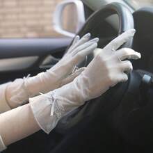 Gants de protection solaire d'été, gants de protection UV imprimés glace pour femmes, gants anti-dérapants pour écran tactile et conduite pour filles, gants de protection solaire longs et fins pour l'été, convenant pour la conduite, la balade à vélo électrique - Plusieurs styles - Voir 2
