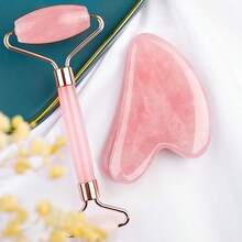 2PCS Facial Massage Tool Set, ABS Resin Face Roller And Scraping Board Kit, Lightweight Durable Material For Daily Skincare Routine, Smooth Surface For Gentle Skin Massage, Helps Relax Muscles And Improve Skin Appearance, Suitable For Face, Neck, Body And Back Use, Easy To Clean And Portable Design, Perfect For Home Spa, Self Care, Beauty Routine And Travel Use, Available In Pink And White Colors, Ideal Gift For Women, Friends, Birthdays And Holidays - 粉色 - 查看 2