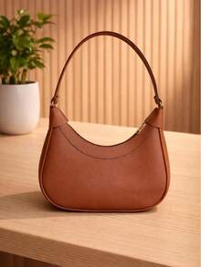 1 Piece Women's Boho Half-Moon Shoulder And Handbag / Sophisticated Baguette Style Canoe Bag For Women. - 鏽棕色 - 查看 4