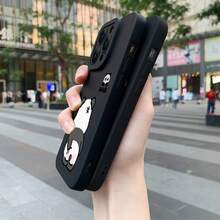 This Matte-Finish, One-Piece Smartphone Case Features A Unique Panda Design. It's Compatible With Apple 17, 16, 15, 14, 13, 12, 11 Plus/Pro/Max, And Galaxy S22, S23, S24, And S25. It's Perfect For Halloween, Back To School, Labor Day, Birthdays, Gifts For Loved Ones Or Friends, Or Even For Yourself. - Black - View 5