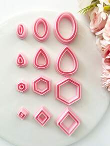 Nested Geometric Clay Cutters, Layered Shape Polymer Clay Molds For Minimalist Earrings, Great For Modern, Boho & Neutral Tone Jewelry, Perfect For Statement Pieces & Everyday Wear - Pink - View 11