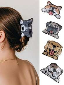 1pc Cute Dog Shaped Paw Cleaner,  Suitable For Daily Use Summer Hair Claws Claw Clips Hair Clips Hair Jaw Clip Hair Clamps Hair Clutch Hair Catcher Clip Fall Winter Hair Accessories For Women For Vacation Outfits Woman - 彩色 - 查看 1