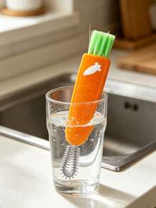 Cọ rửa bình sữa hình củ cà rốt 3 trong 1, cọ vệ sinh đa năng dùng cho bình sữa, cốc và các kẽ hở. - Nhiều màu - Xem 2