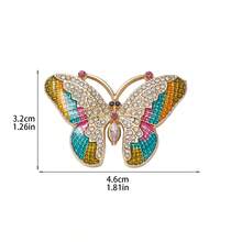 1pc Elegant Butterfly Brooch With Sparkling Crystal Stones, Decorative Clothes Pin For Ladies Dress, Coat, Sweater Dress Accessories Pin For Clothes Bag Charm School Office Accessories Shirts Jacket Jewelry Christmas Halloween Funny Cute Teacher Gifts - Multicolor - View 7