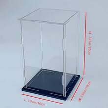 1 pieza Caja de exhibición de acrílico transparente, disponible en múltiples tamaños, caja de exhibición a prueba de polvo de plástico con base negra, adecuada para modelos de autos, figuras de acción, coleccionables, estatuas y exhibición - Caja expositora negra - Ver 32