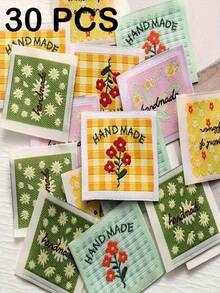 10/20/30/50pcs Handmade Sew-On Labels, Fabric Labels For Knitting And Crochet Crafts, Embossed Labels For Clothing And Handmade Products, Sewing Accessories For Knitwear And Wallets - Color Mixing - View 15