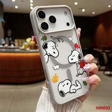 MINISO Snoopy 秋季磁吸透明手機殼，適用於 iPhone 17/17 Pro/17 Pro Max/17 Air/16/15/14/13/12/11/X 系列，iPhone 17 Pro Max 手機殼、iPhone 17 Pro 手機殼、iPhone 17 手機殼，女友理想禮物，適合動漫迷 - 灰色 - 查看 6