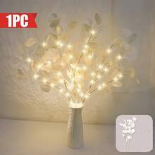 1/3件組蘋果葉枝 LED 燈，附花瓶的塑膠仿真樹燈，電池供電（不含電池），適用於臥室、書桌、婚禮、派對、居家與辦公室裝飾禮品 - 蘋果葉樹枝 - 查看 12