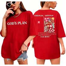 Male And Female Neutral Short SleevesCotton-Shirt. GOD'S PLAN,YOUR PLAN, God's Plan Transcends Human Plans, Bible Verses (Isaiah 55:8-9), Religious Themed-Shirts, Artistic Floral Illustration-Shirts With Round Necks. Short Sleeve., Heat Transfer Printing Design, Spring And Autumn Casual-Shirt. Double Sided Printed-Shirt Spring Casual Wear, Made Of Breathable Fabric. . . . . . Classic Regular Short Sleeved, Fashionable And Cool Design, High-Quality Printing, Fashionable-Shirt, Women's Pattern-Shirt, Fun Pattern-Shirt, Pattern-Shirt, Casual Loose-Shirt,% Cotton-Shirt, Soft, Breathable And Comfortable, Washable-Shirt, Casual Street Style-Shirt, Suitable All Seasons, Very Suitable Casual Wear And Street Style. They Are Excellent Gifts Family And Friends.Printing2025 - Đỏ - Xem 2